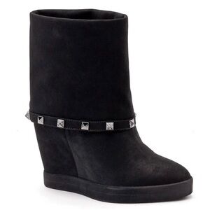 JLo Studded Wedge Ankle Boots Black 7.5
